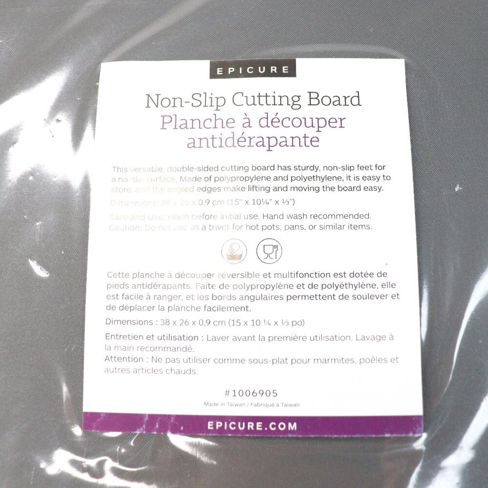 Epicure Non Slip Cutting Board Double Sided 38 x26 NWT